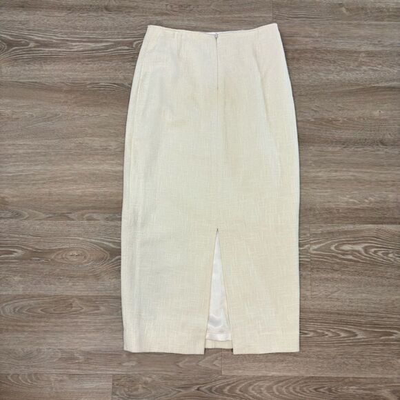 Catherine Curtis Vintage White Pencil Twill Midi Skirt 100% Cotton sz 8 - Picture 4 of 11
